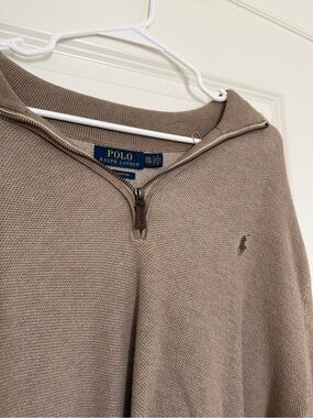 Polo by Ralph Lauren Men's Zip-Neck Sweater in Taupe Brown